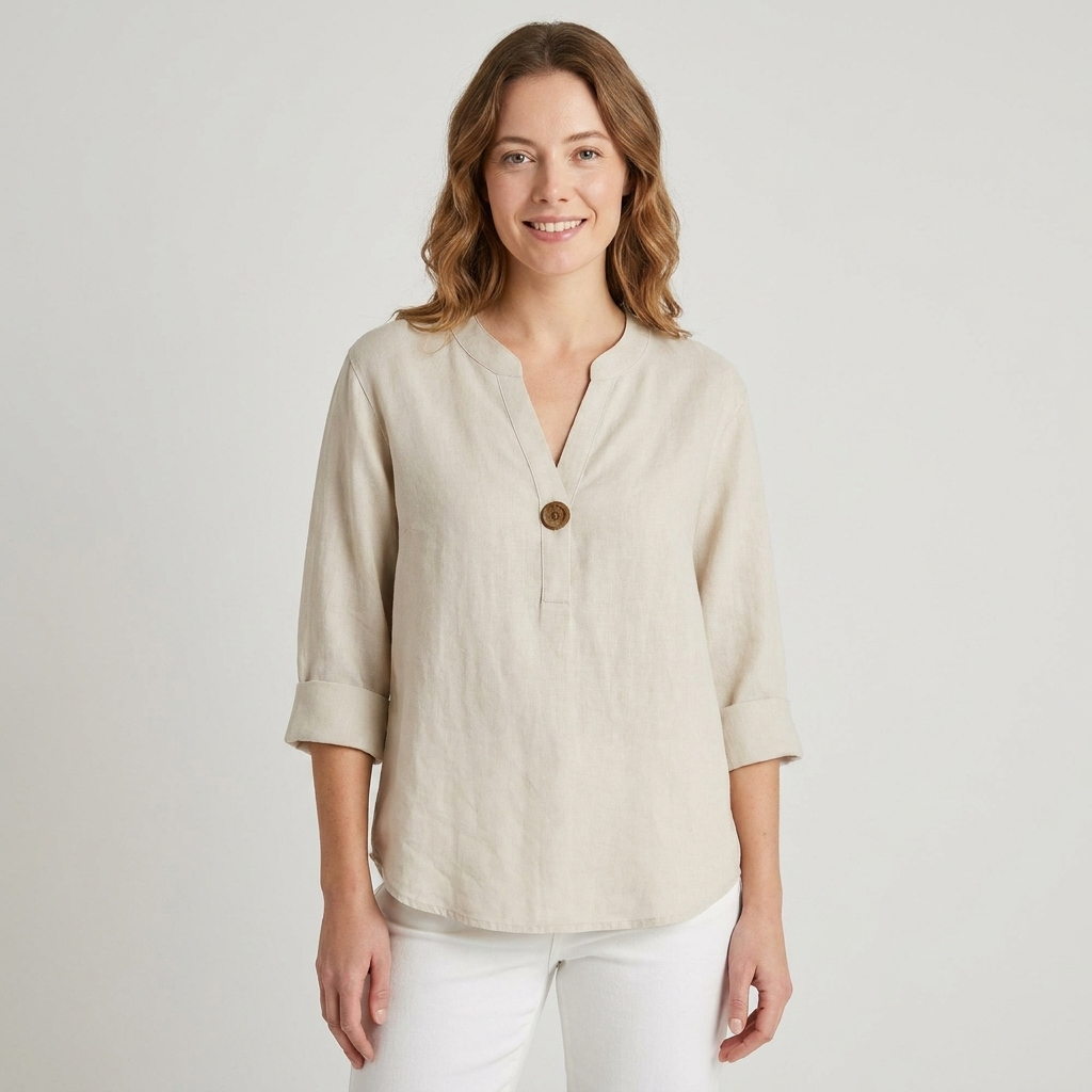 Kimberly | Women's V-Neck Long Sleeve Button Blouse