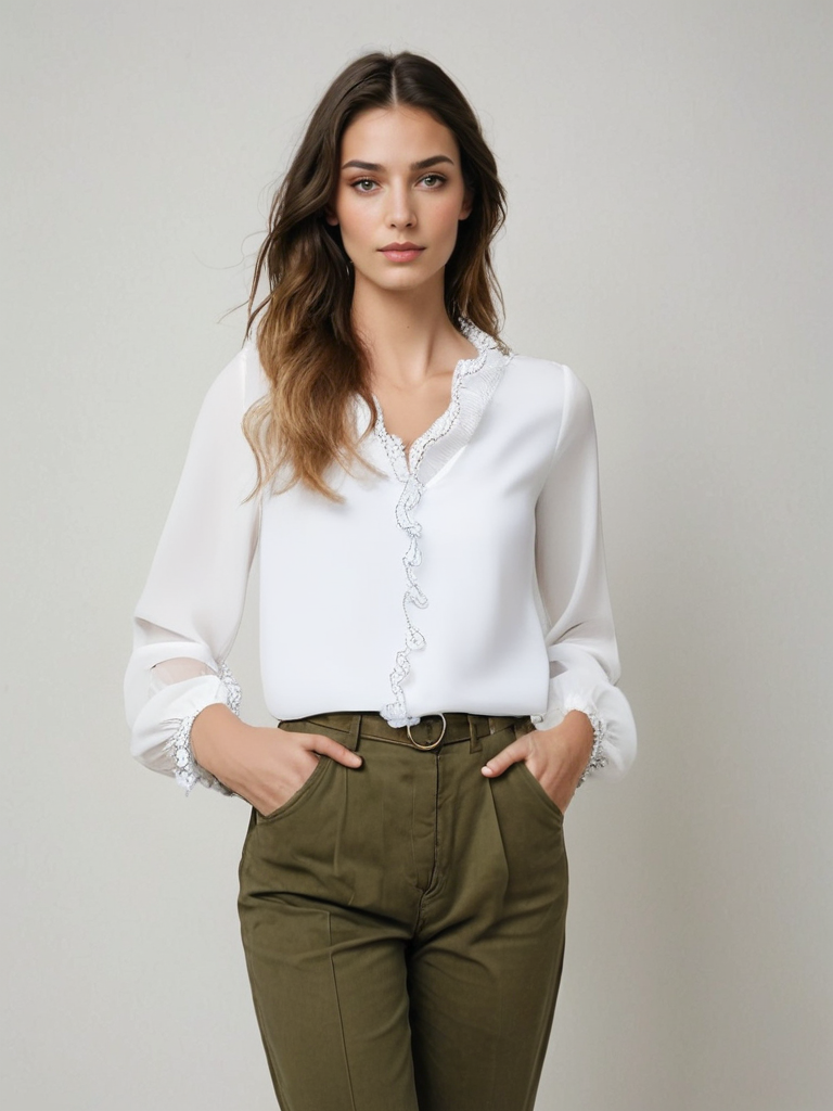Krishia | Long Sleeve Ruffle Blouse