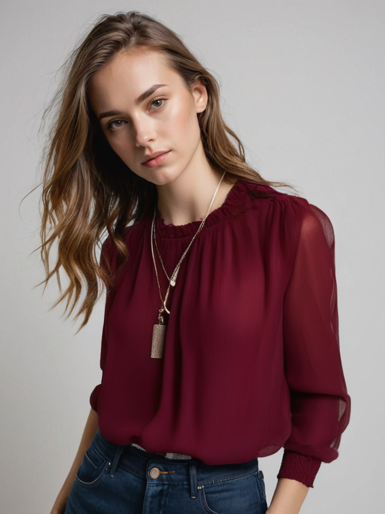 Krishia | Long Sleeve Ruffle Blouse