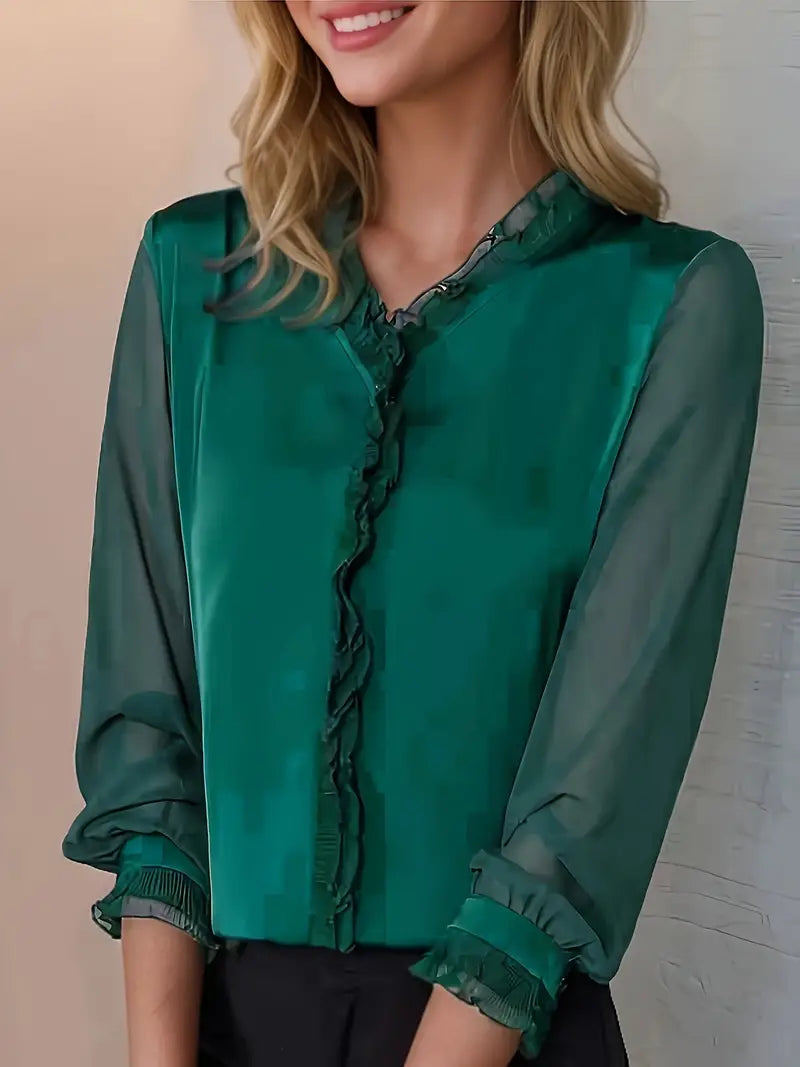 Krishia | Long Sleeve Ruffle Blouse