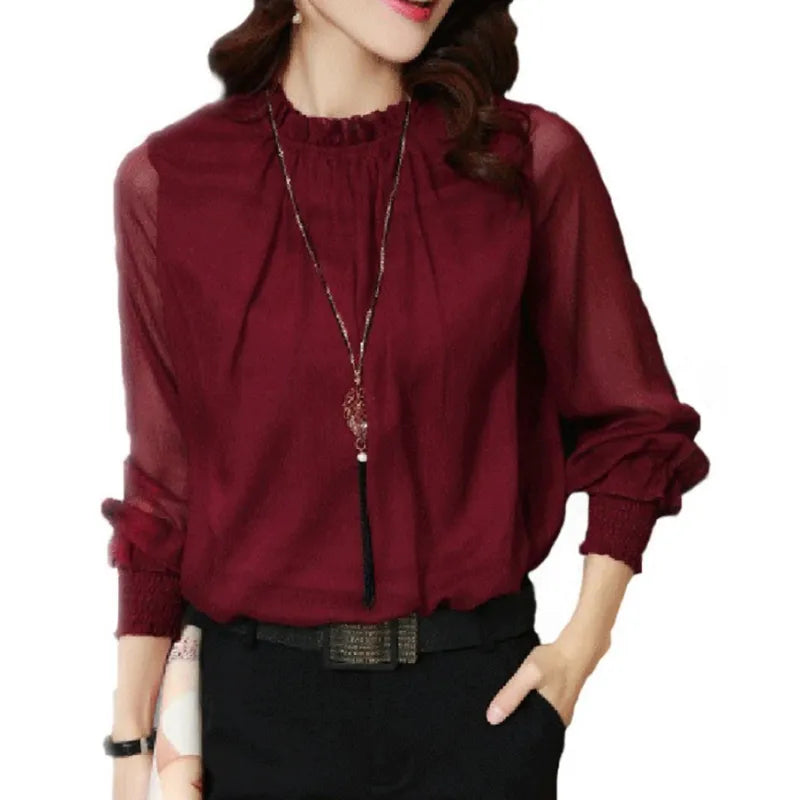 Krishia | Long Sleeve Ruffle Blouse