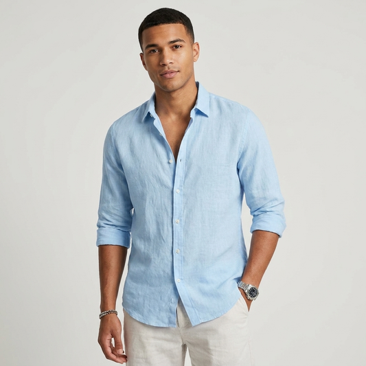 Luke | Men’s Linen Blend Long Sleeve Shirt for Spring & Summer