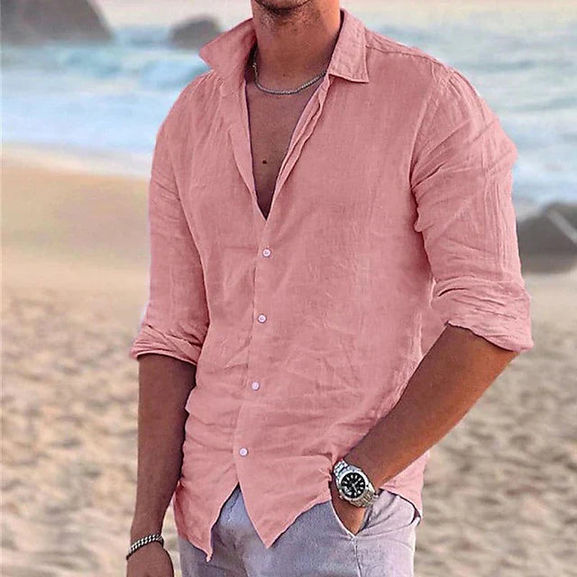Luke | Men’s Linen Blend Long Sleeve Shirt for Spring & Summer