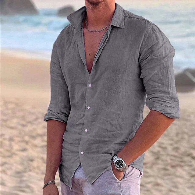 Luke | Men’s Linen Blend Long Sleeve Shirt for Spring & Summer