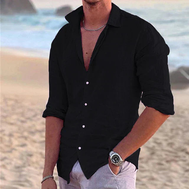 Luke | Men’s Linen Blend Long Sleeve Shirt for Spring & Summer