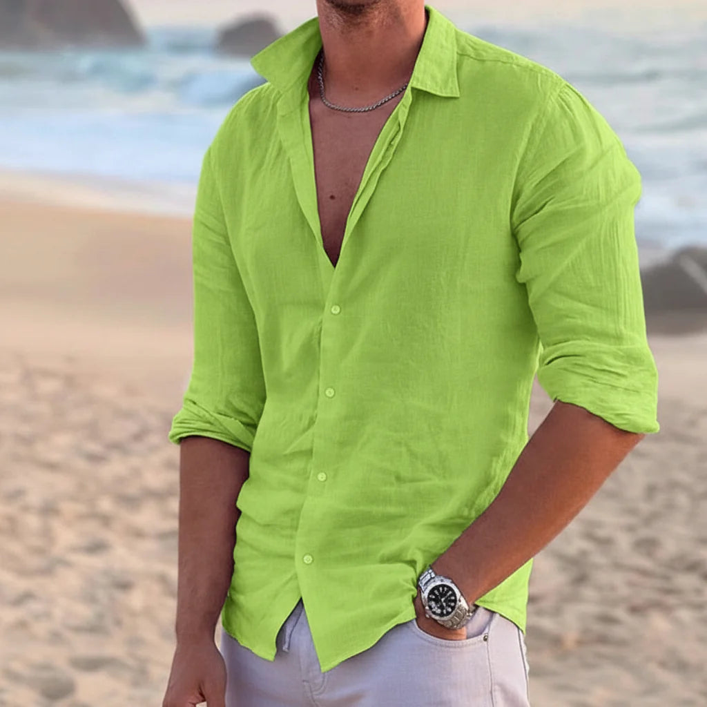 Luke | Men’s Linen Blend Long Sleeve Shirt for Spring & Summer