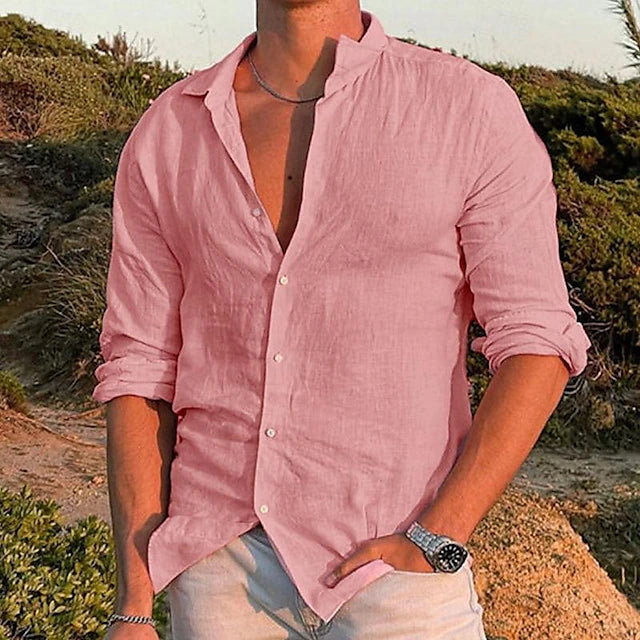 Luke | Men’s Linen Blend Long Sleeve Shirt for Spring & Summer
