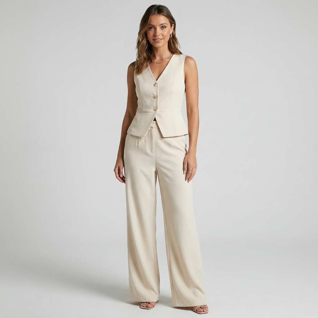 Mary | Women's Sleeveless Wide-Leg Pants Set Spring Outfit