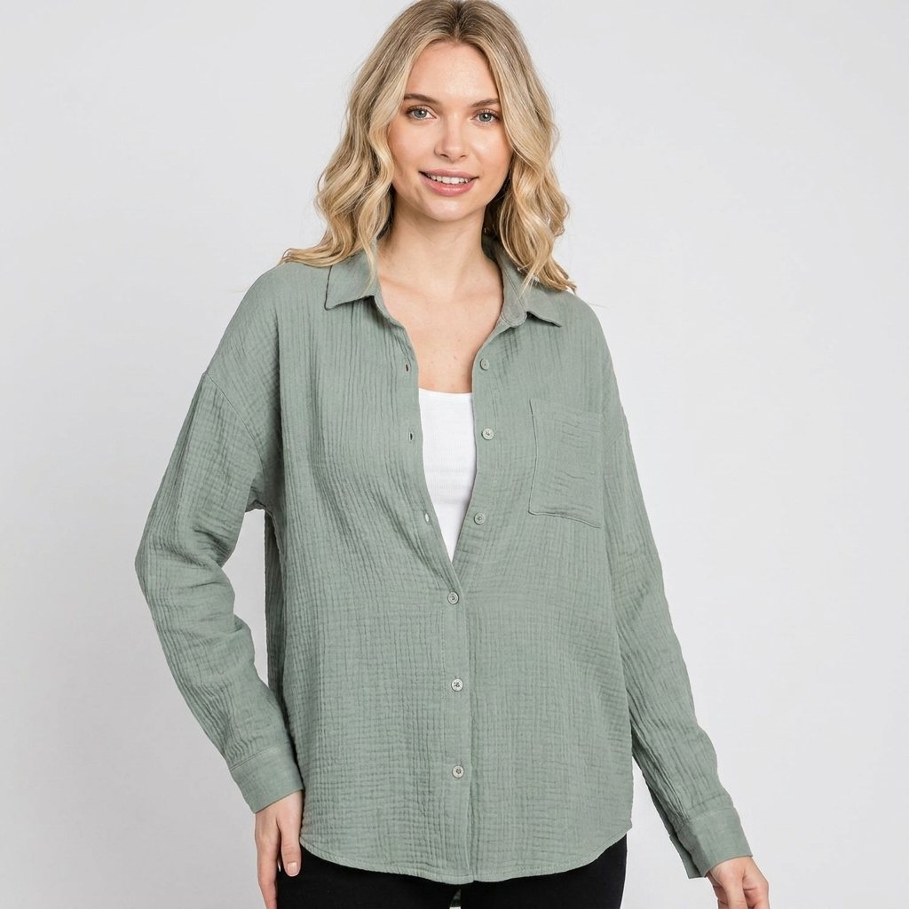 Melissa | Women's Button Front Roll Up Casual Shirt