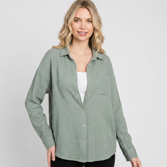 Melissa | Women's Button Front Roll Up Casual Shirt