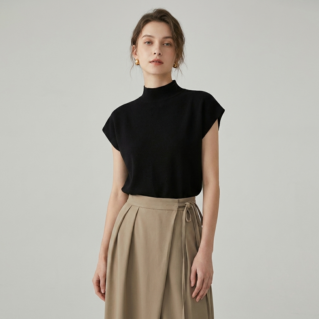 Mika | Mock Neck Short Sleeve Top