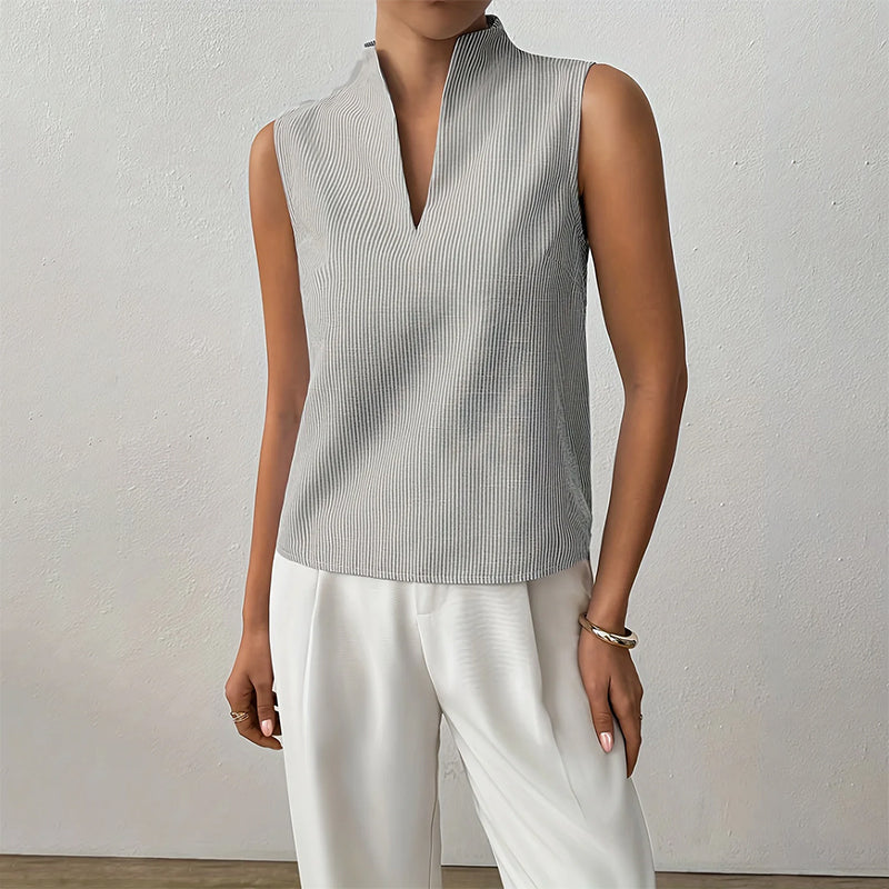 Nadette | Striped V-Neck Sleeveless Blouse