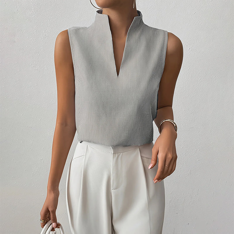 Nadette | Striped V-Neck Sleeveless Blouse