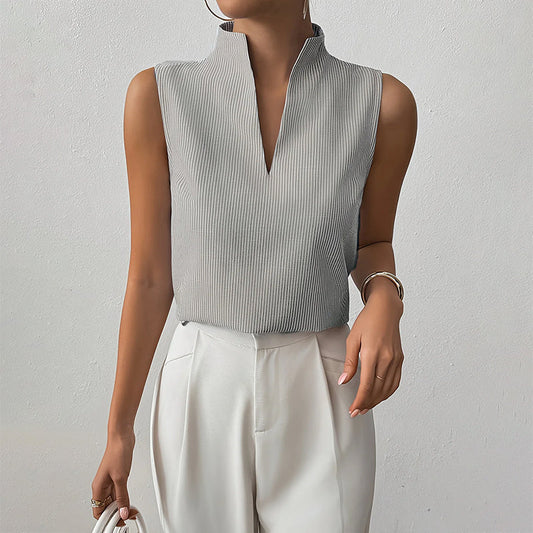 Nadette | Striped V-Neck Sleeveless Blouse