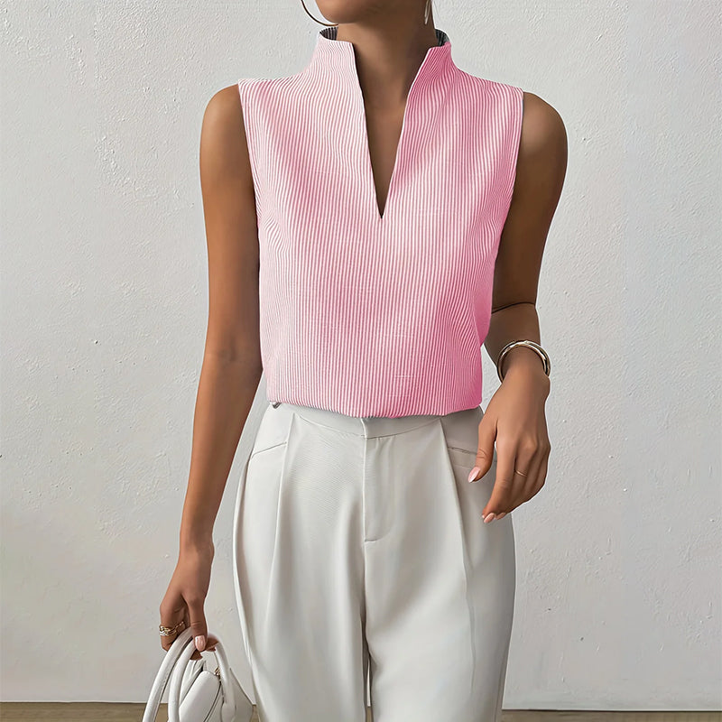 Nadette | Striped V-Neck Sleeveless Blouse