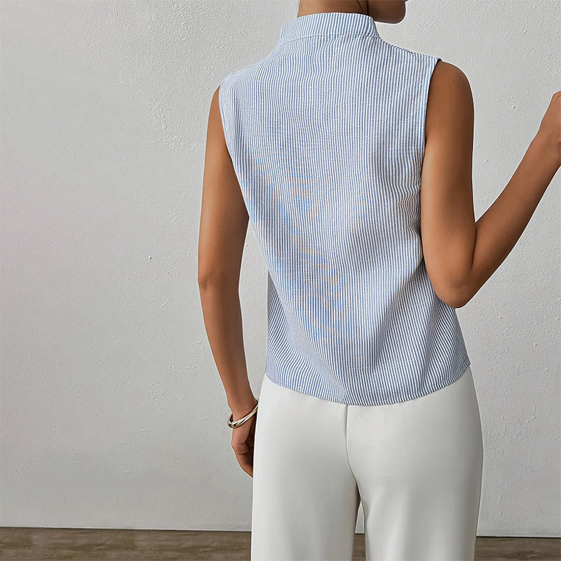 Nadette | Striped V-Neck Sleeveless Blouse