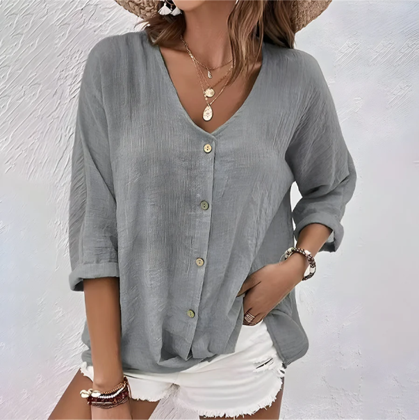 Nicole | Women’s Button-Front V-Neck Top