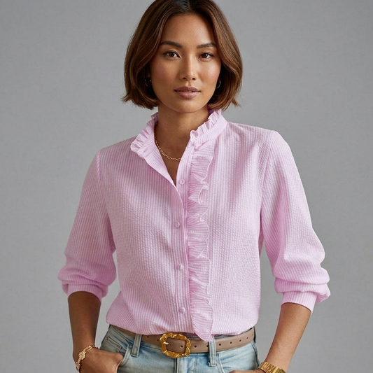 Noella | Ruffled Button-Front Blouse for Women