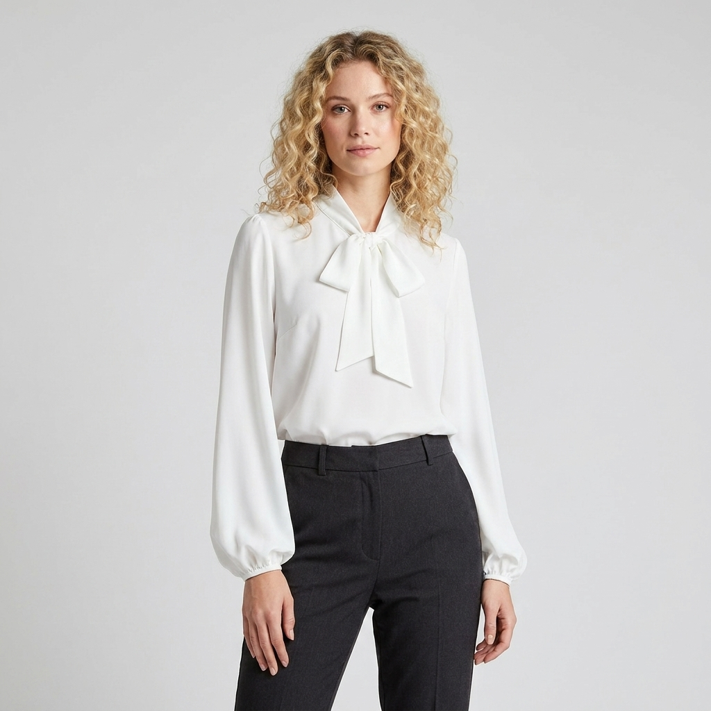 Precious | Long Sleeve Bow Neck Blouse