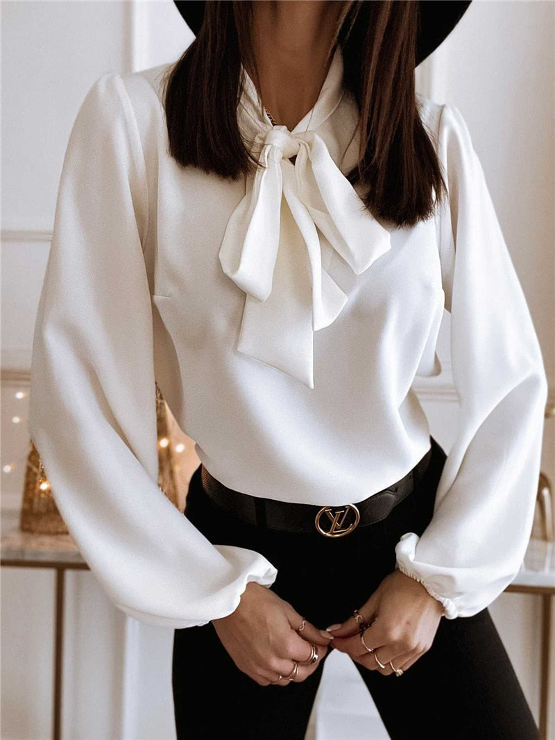 Precious | Long Sleeve Bow Neck Blouse