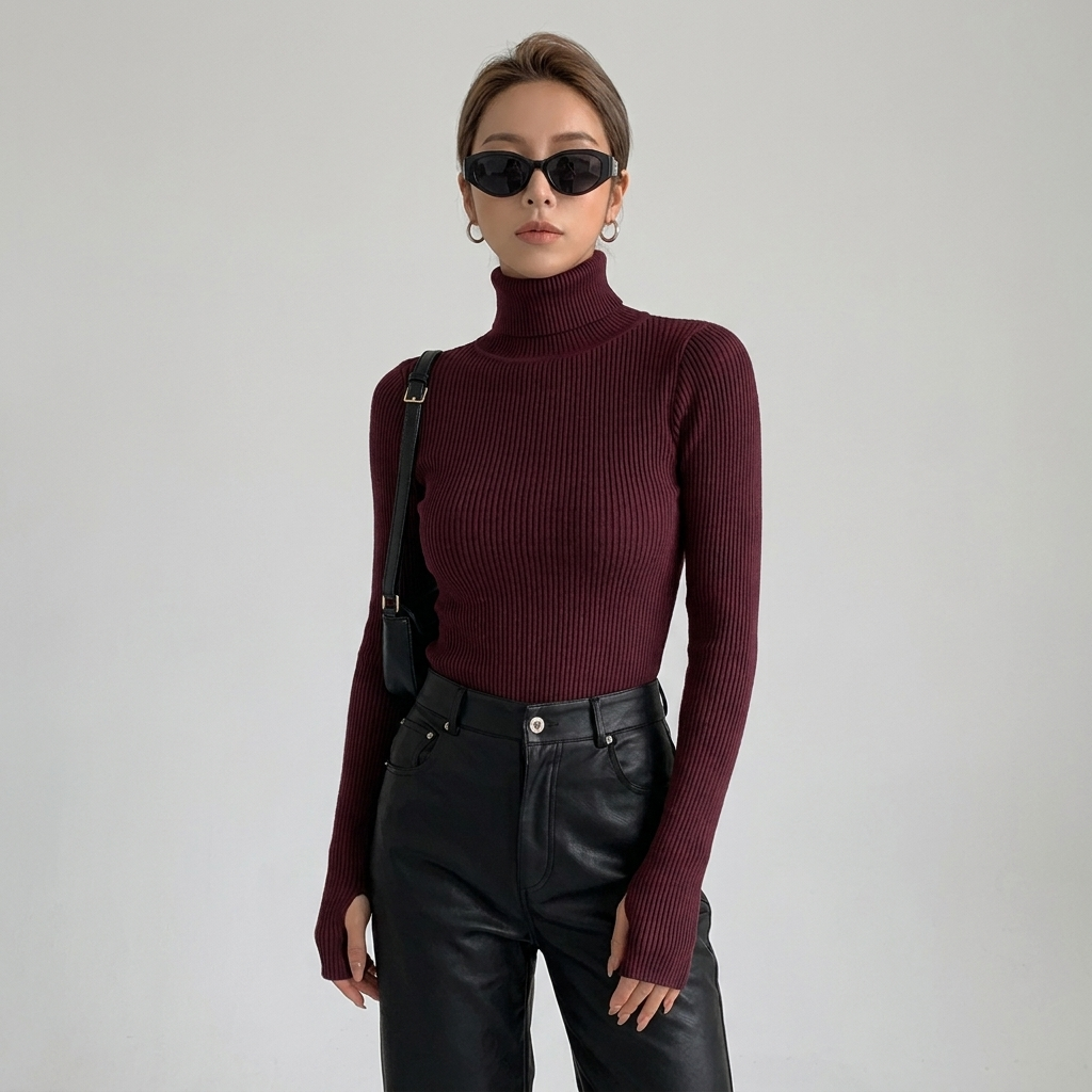 Robin | Slim Turtleneck Stretch Top
