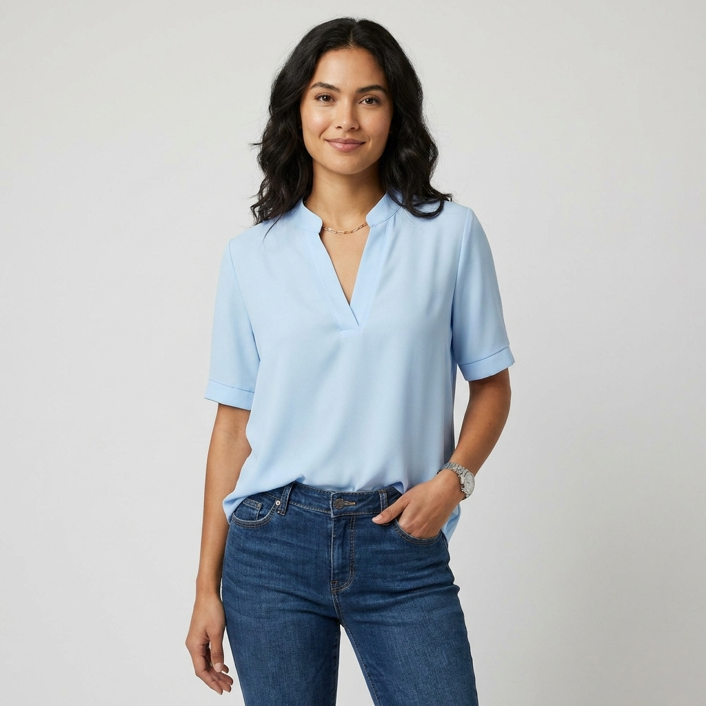 Sarah | Women's V-Neck Short Sleeve Blouse Casual Summer Top