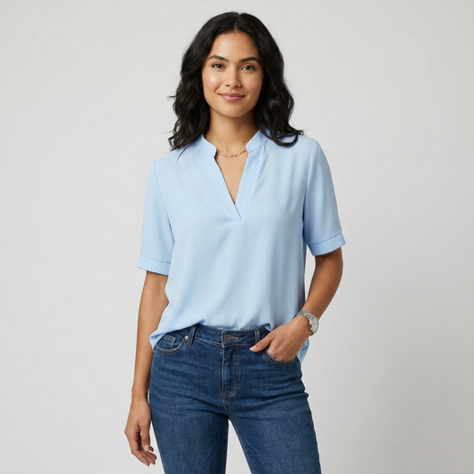 Sarah | Women's V-Neck Short Sleeve Blouse Casual Summer Top
