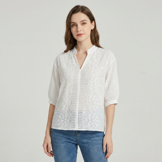 Sarita | V Neck Puff Sleeve Blouse