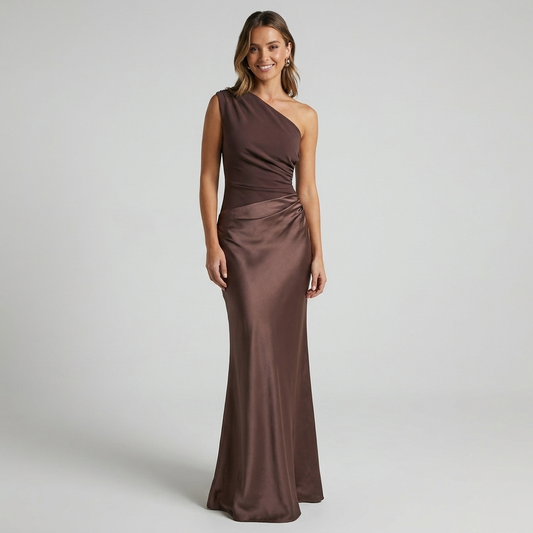 Maria | One Shoulder Pleated Party Maxi Dress