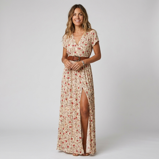 Rachel | Airy Boho Maxi Dress with Matching Belt