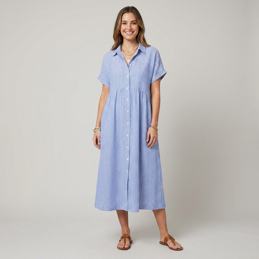 Sandra | Striped Button-Up Maxi Dress